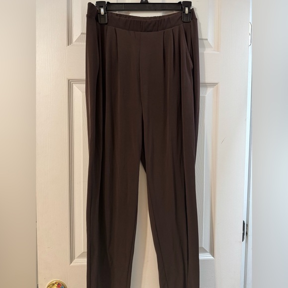 Zenana Outfitters Pants - Zenana Outfitters Dark Brown Pull-On Straight Leg Trousers